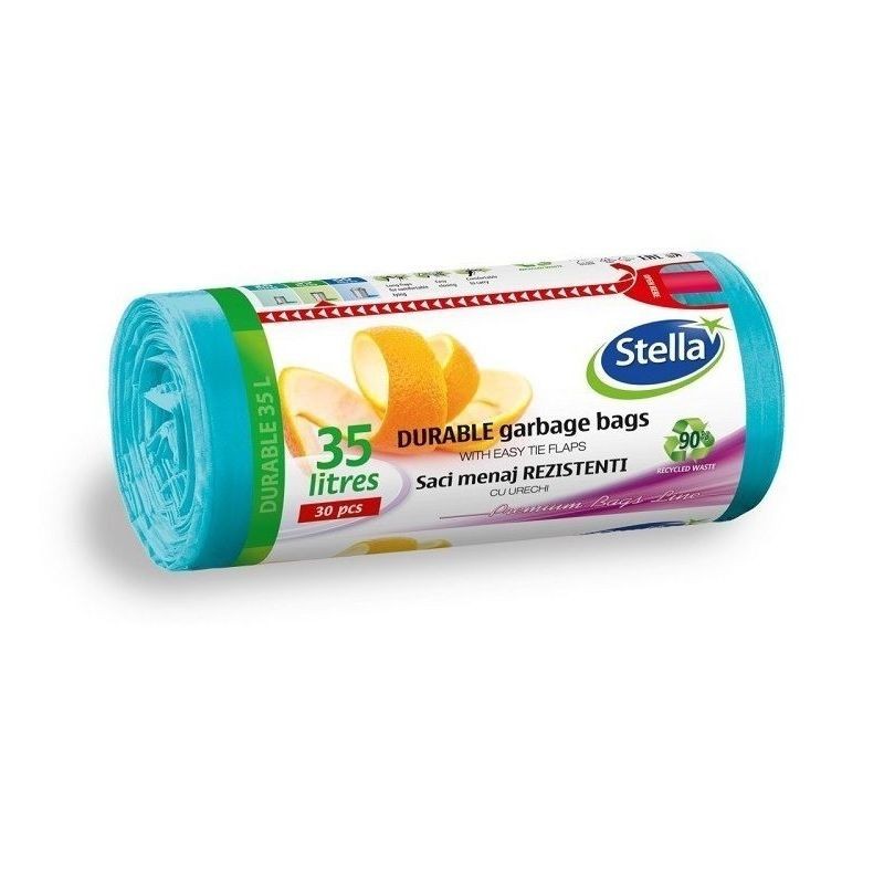 Saci menajeri ultrarezistenti, capacitate 35L, rola 30 bucati, albastri - imagine 3